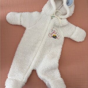 Vintage Dr Denton White Fleece Baby Footie